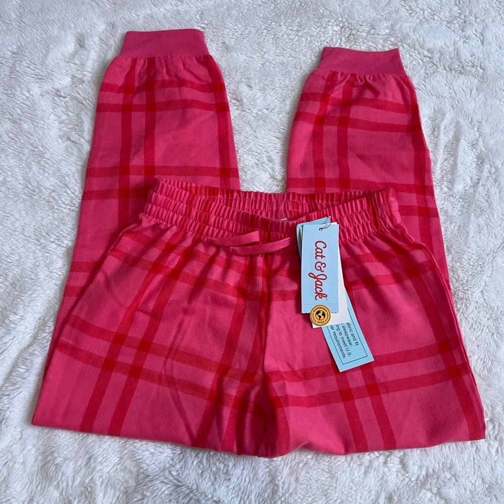 Cat Jack‎ Kids Girls Pink Red Plaid Sleepwear Pajama Pants Size S 6/6X NWT